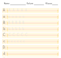 Beispiel f&uuml;r ein Arbeitsblatt um einzelne Buchstaben zu trainieren.